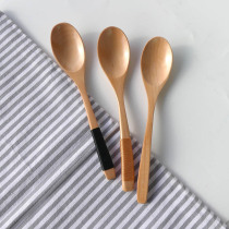 Wooden spoon Japanese creative winding wooden spoon Eating spoon Anti-scalding non-slip wooden spoon Personality solid wood log tableware