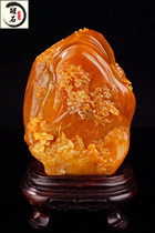 Lao Tian Yellowstone Landscape Pendulum Pieces Original Stone Sculpted Gold Frozen Stone Stone Susholu Mountain Fields Yellow Stone Carving Seals Handlebar Pieces