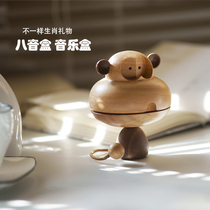 Several people designed monkey Xiaozhong Log Music Box Eight-Voice Box Gifts engraved the sky city thousands and thousands of hunt