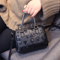 European station women's bag 2021 new Korean version of leather fashion mini shoulder messenger bag portable rivet pillow bag