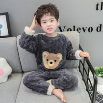 Boys nightgown François Fall Winter Childrens Winter Coral Velvet Breakup Children Boys Baby Home Clothes