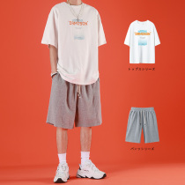 Summer Xinjiang cotton short-sleeved t-shirt pure cotton half-sleeve mens 2021 new summer dress set with clothes set