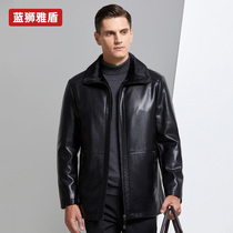 Winter middle-aged mens leather jacket plus velvet thickened father fur coat middle-aged and elderly leather leather jacket