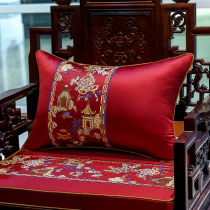 Neoclassical Embroidery Red Wood Sofa Cushions China Wind Living Room Chair Cushion Solid Wood Furniture Sponge Cushion Non-slip Custom Cover