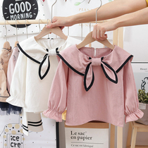 Girl Shirt Han Edition Princess 2022 Spring Dress New Children Long Sleeve Cardiovert Blouses Little Girl Spring Autumn Shirt Tide