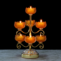 Home offering Buddha 4 hours before the Buddha ghee lamp holder Seven Stars colored glaze lotus Candlestick Buddhist Guanyin ghee lamp stand