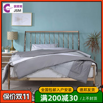 Nordic light luxury stainless steel rose gold bed villa apartment 1 51 8 double bed designer master and secondary bedroom metal bed