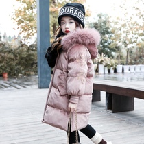 Girls winter cotton-padded clothes 2021 New thickened down cotton-padded clothes 8 girls long Model 9 foreign-style cotton-padded jacket tide ten years old