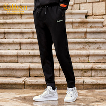 Carbine trousers mens 2022 autumn new logo embroidery hanging crotch basic black plus velvet casual knitted pants