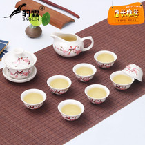 Kung Fu Tea Set Small Set Ceramic Household Tea Cup Teapot White Porcelain DeHua Tea Road Office Mini Tea Plate