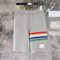 Silver Childrens Day Thom Browne 20 Summer new TB shorts Four bars Rainbow Striped Sports Casual 50% Pants