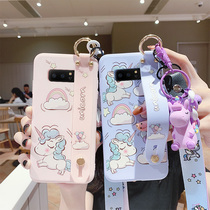  Samsung note8 mobile phone case note9 protective cover note10 anti-fall note10pro soft rubber note10 cartoon cute unicorn ins net red men and women wrist