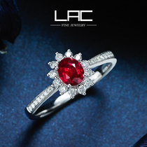 LAC Advanced Jewelry Natural Dove Blood Ruby Ring Woman 18k Gold Princess Custom Inlaid Diamond Color Treasure