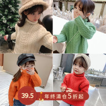 Girls Sweater 2020 New Baby Thick Pullover Knitted Sweater Childrens High Neck Warm Winter Dress Women Tide