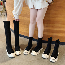 2021 Autumn New elastic sock shoes thick soled high boots women knitted sports thin boots warm boots tide