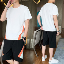 Short-sleeved t-shirt mens summer thin loose T-shirt casual summer wear with a set of sports suits Mens fashion brand T-shirt