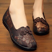 Old Beijing cloth shoes women Summer and autumn single shoes old peoples milk shoes Flat mother soft bottom comfortable middle-aged non-slip shoes