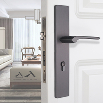 Pure copper large door lock double door simple door lock indoor bedroom home quiet solid wood new Chinese door lock universal type