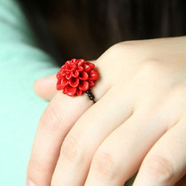 Yunnan ethnic wind hand ornament handmade ring female retro lacquer sculpted large lieflower ring forefinger ring