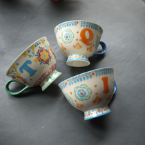 W1962 outlet British ceramic hand-painted colour English letter small frescoed large mouth red tea cup tea Water Mark Cup