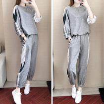 Hong Kong Tide Brand 2021 spring and autumn womens new fashion casual sweater loose running sportswear two-piece suit