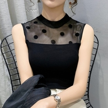 Beauty back harness vest female inner lap splice mesh yarn bottom suit inset with sleeveless jacket foreign air display slim to bottom