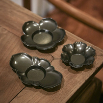 Antique do old alloy cup holder Japanese Saucer Tea Cup pad kung fu tea set accessories purple sand tea pad tea ceremony zero match