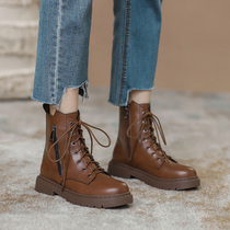 Black Martin Boots Woman Autumn Winter Single Boots 2021 New Inn Wind Thick Bottom Short Boots Slim brown Short Rider Boots