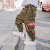 Childrens loose overalls Boys casual pants Spring and Autumn loose pants Western style drawstring pants