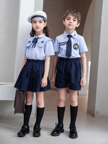 Elementary school class uniforms summer childrens school uniforms British style summer clothing kindergarten uniforms two-piece graduation photo sportswear