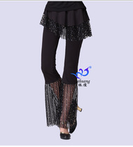 2020 new square dance womens trousers trousers with Slant edge flared pants competition suit table performance dance practice pants adult