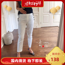(Spot) Ms. Tommy Tommy Canada Double-breasted Fashion Joker 9-point casual pants
