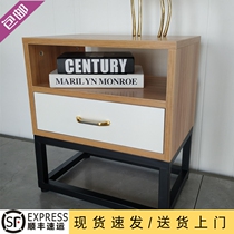  Simple modern bedside table wrought iron paint bedroom locker economical furniture Nordic simple storage cabinet gold