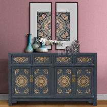 Custom Chinese style furniture grey sketching dining side cabinet antique made of old Xuanguan cabinet door hall lockers retro Xuanguan Terri