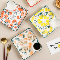 Home Japanese ceramic dumpling plate with saucer with vinegar dividing plate fries breakfast plate creative hipster tableware plate