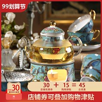 Pastoral flower teapot set European ceramic candle heating base household afternoon tea set with filter