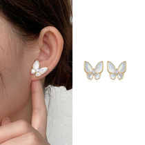2021 New Tide high-grade earrings S925 sterling silver Korean temperament simple earrings shell butterfly earrings