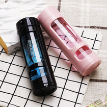 Creative Korean version plastic boglass with tea septe filter tea-tea portable glass water bottle student male and female anti-fall travelling cup
