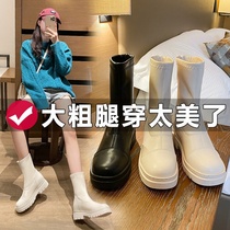 Autumn and winter soft leather small size short boots female 32 33 small man increased thin wide fat feet large size Martin boots 41-43