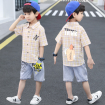 Kids Suit Boys Funky Summer 2022 New Summer Wear Handsome Korean Edition Casual Thin Medium Big Kids Clothes Tide