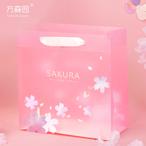 Fangsenyuan transparent gift bag pink girl heart cherry blossom to send girlfriends romantic surprise portable gift bag