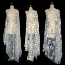  High-density embroidery beige lace fabric Clothing fabric Wedding skirt material Mesh tablecloth cover cloth Lace cloth Curtain yarn