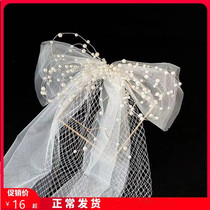 Collar photo props registration veil wedding Net red bride simple atmosphere French bow