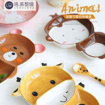 LO GULEYA CHILDREN CUTLERY DISHES Dishes Suit Ceramics Cute Rice Bowls Great Children Breakfast Divided Dishes Bowls Chopsticks