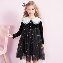 Impression childhood girl dress autumn 2020 new Western style childrens dress girl velvet long-sleeved princess dress dress