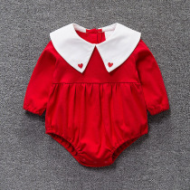 Female baby shirt spring and autumn clothes newborn Princess ha clothes baby red full moon 100 days feast autumn