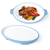 Top grid Nordic tableware plate restaurant melamine dish plate dinner plate imitation porcelain plastic double ear plate round commercial hot pot plate