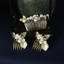 Handmade jewelry costume Hanfu shape comb set headdress ancient hair accessories Republic of China young grandmother hair comb headgear