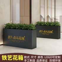 Outdoor wrought iron flower box sales department flower trough courtyard flower bed square fence flower stand screen dwarf partition guardrail Flower Pond