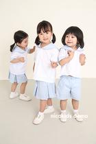 Summer suit pro-son Pale Blue Navy Collar Cotton Suit Kindergarten School Uniform Graduation Photo Interview Garden Suit Class